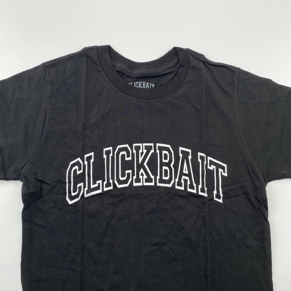 Clickbait Short Sleeve T-Shirt Black Collegiate Logo David Dobrik VLOG Size S - Picture 3 of 4